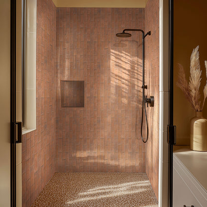 2.5x10 Mattonella Natural-Look Satin Textured Ceramic Tile Clay Brown