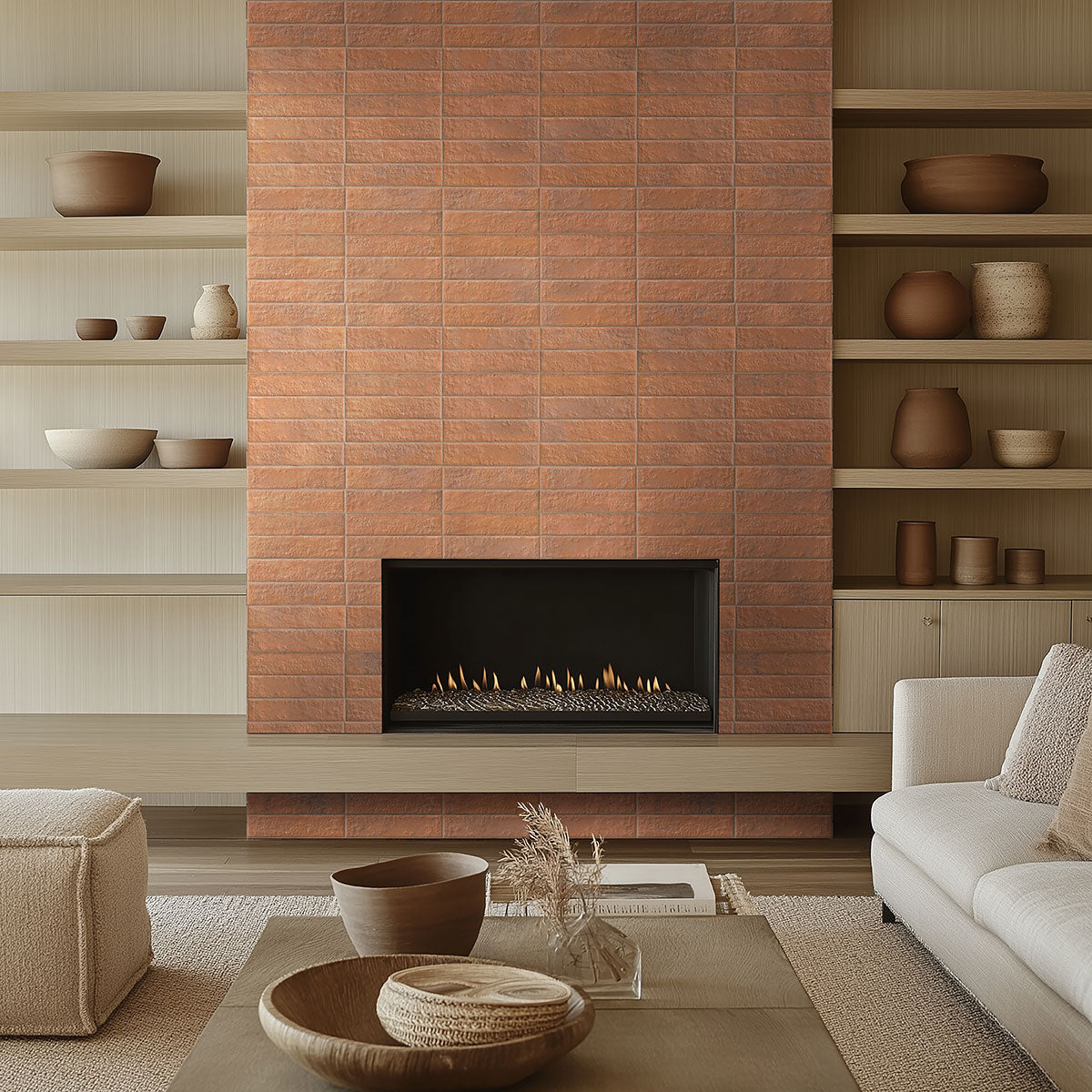 2.5x10 Mattonella Natural-Look Satin Textured Ceramic Tile Clay Brown