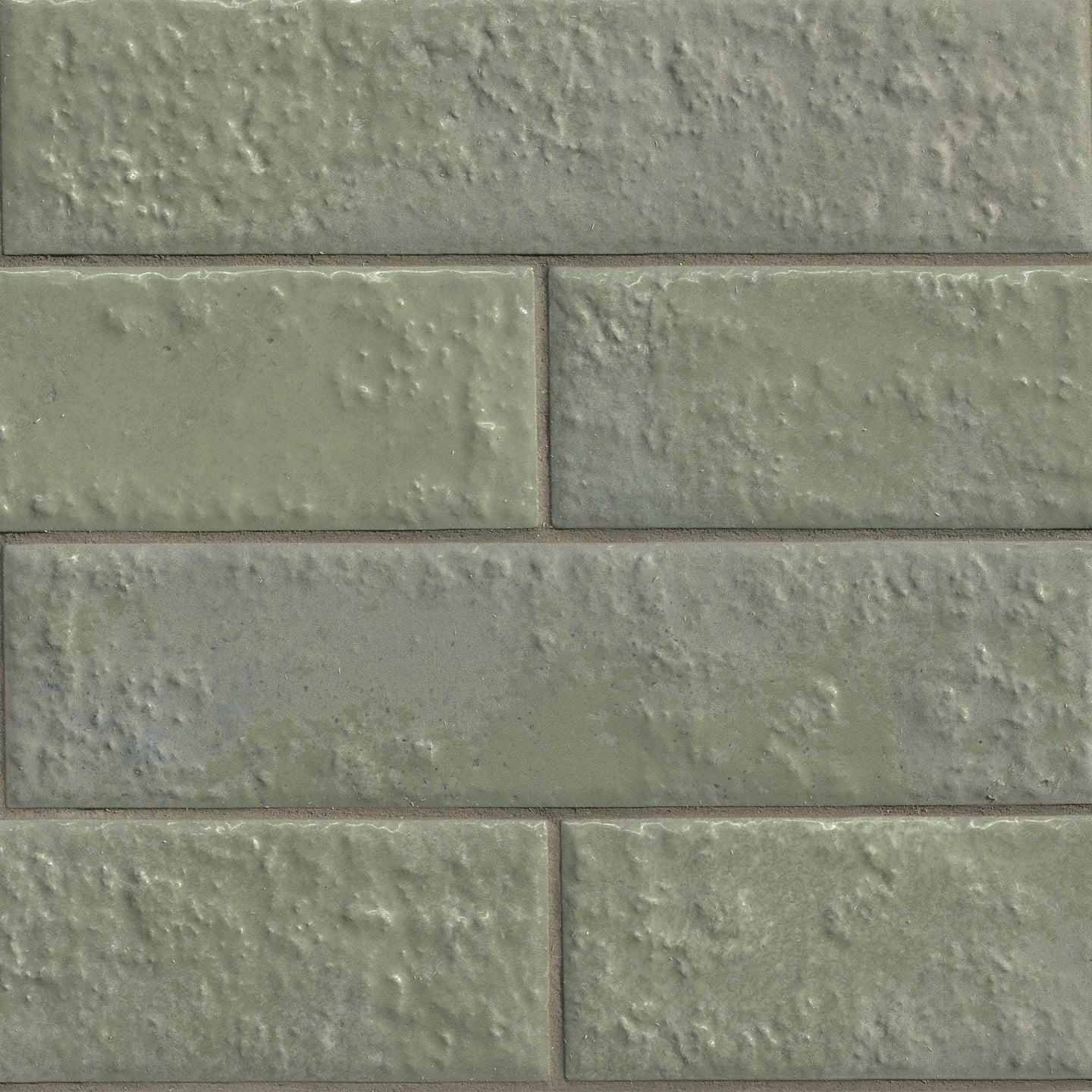 2.5x10 Mattonella Natural-Look Satin Textured Ceramic Tile Sage Green