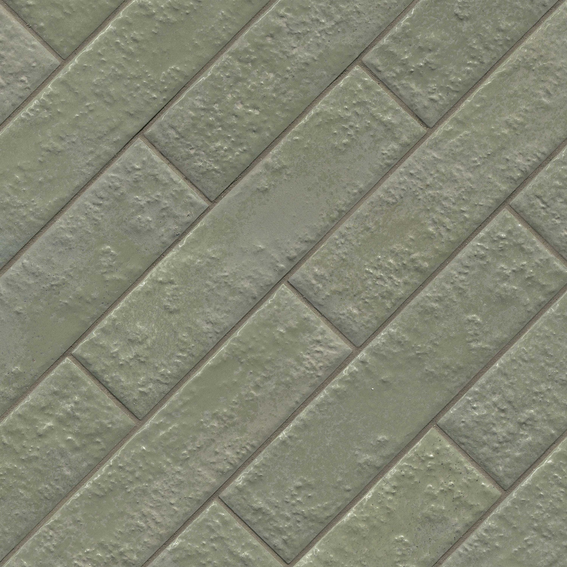 2.5x10 Mattonella Natural-Look Satin Textured Ceramic Tile Sage Green