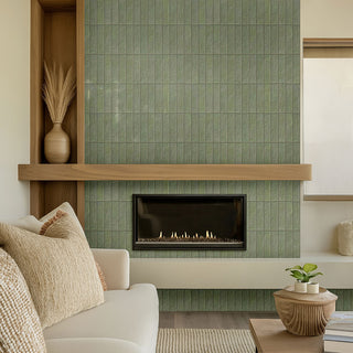 Sage Green - 2 1/2" Mattonella Natural-Look Satin Textured Ceramic Tile