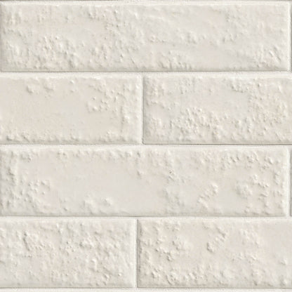 2.5x10 Mattonella Natural-Look Satin Textured Ceramic Tile Soft Cream