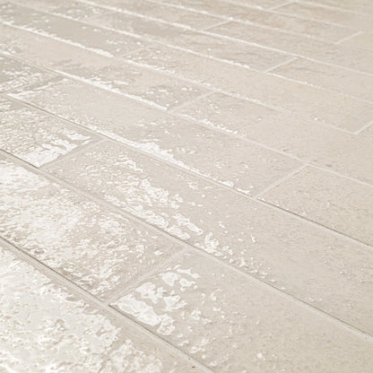 2.5x10 Mattonella Natural-Look Satin Textured Ceramic Tile Soft Cream