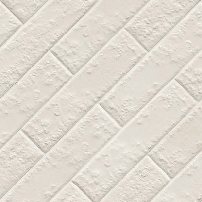 2.5x10 Mattonella Natural-Look Satin Textured Ceramic Tile Soft Cream