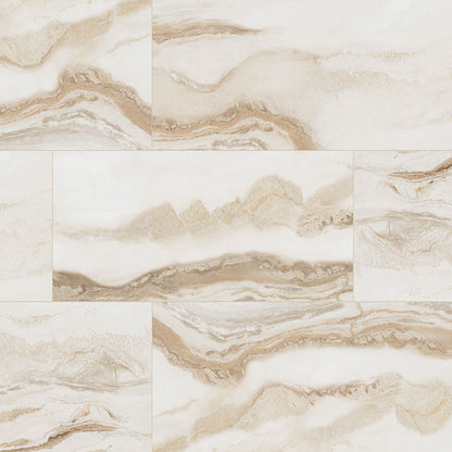 24x48 Nebula Stone-Look Polished Textured Porcelain Tile Sand Beige