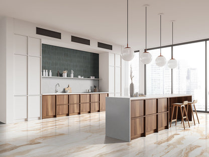 24x48 Nebula Stone-Look Polished Textured Porcelain Tile Sand Beige