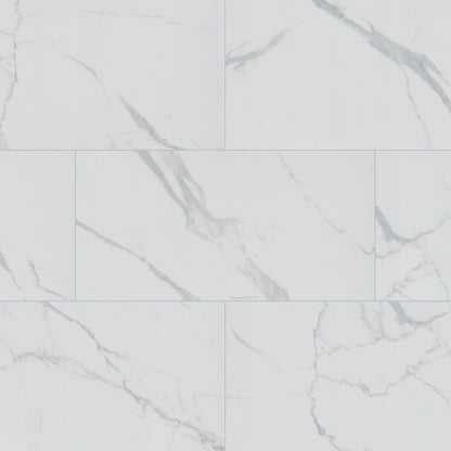 12x24 Roman Statuario Marble-Look Matte Smooth Porcelain Tile Soft White
