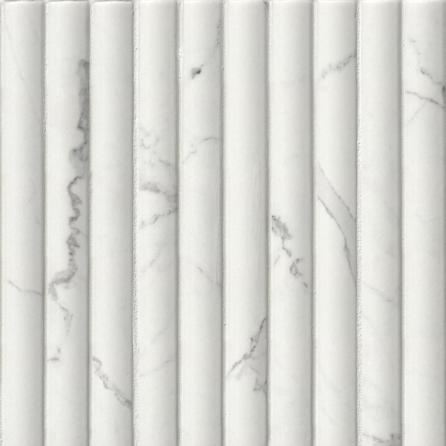5x10 Scanalato Mosaic Marble-Look Satin 3D Geometric Faceted Porcelain Tile Soft White