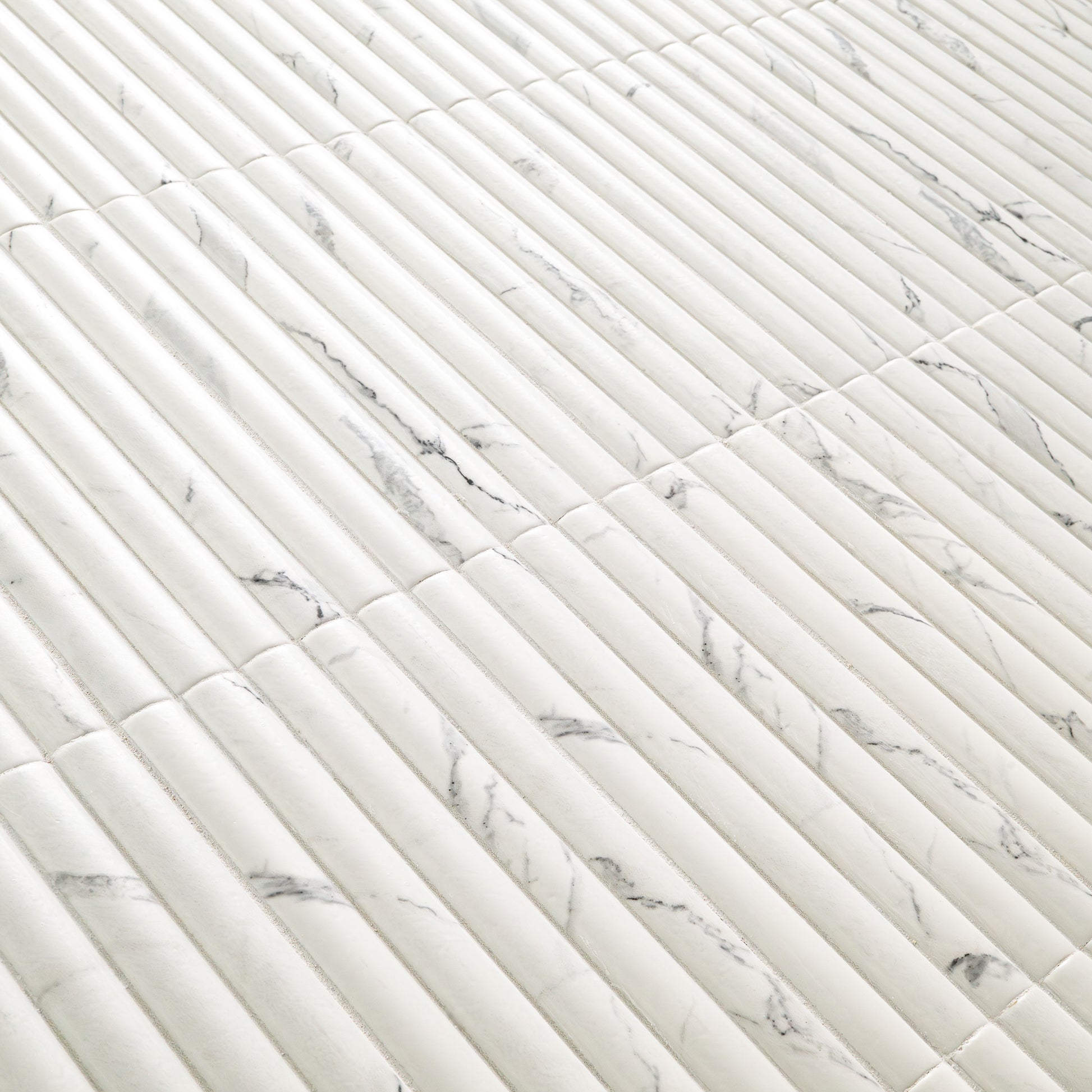 5x10 Scanalato Mosaic Marble-Look Satin 3D Geometric Faceted Porcelain Tile Soft White