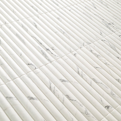 5x10 Scanalato Mosaic Marble-Look Satin 3D Geometric Faceted Porcelain Tile Soft White
