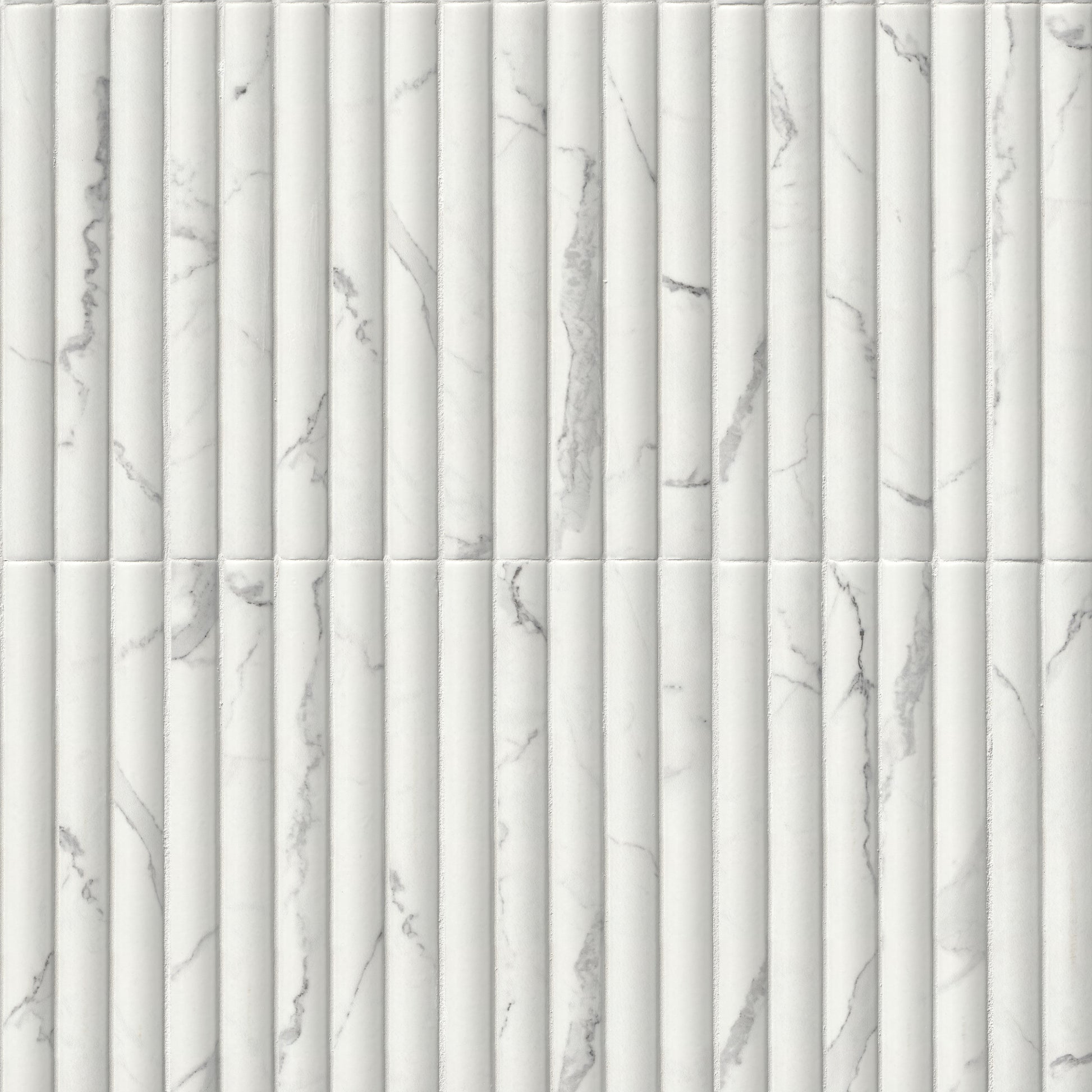 5x10 Scanalato Mosaic Marble-Look Satin 3D Geometric Faceted Porcelain Tile Soft White