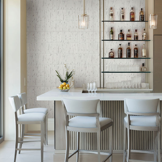 5x10 Scanalato Mosaic Marble-Look Satin 3D Geometric Faceted Porcelain Tile