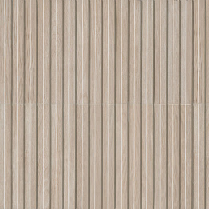6x16 Sinfonia Mosaic Wood-Look Matte 3D Geometric Faceted Porcelain Tile Beige Wood