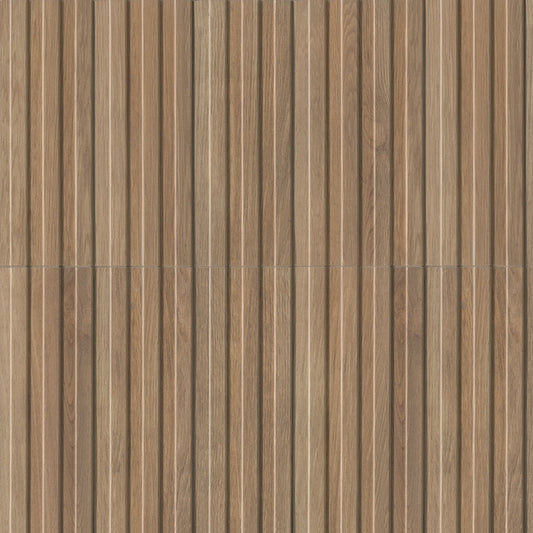 6x16 Sinfonia Mosaic Wood-Look Matte 3D Geometric Faceted Porcelain Tile Walnut Brown