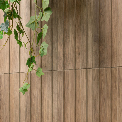 6x16 Sinfonia Mosaic Wood-Look Matte 3D Geometric Faceted Porcelain Tile Walnut Brown