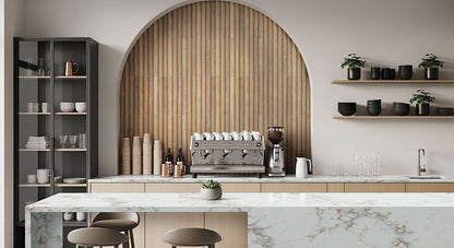 6x16 Sinfonia Mosaic Wood-Look Matte 3D Geometric Faceted Porcelain Tile Walnut Brown