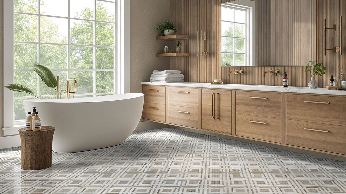 6x16 Sinfonia Mosaic Wood-Look Matte 3D Geometric Faceted Porcelain Tile Walnut Brown