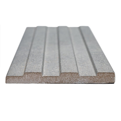 6x16 Sinfonia Mosaic Concrete-Look Matte 3D Geometric Faceted Porcelain Tile Grey Stone
