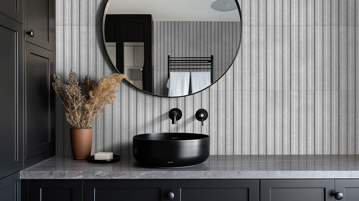6x16 Sinfonia Mosaic Concrete-Look Matte 3D Geometric Faceted Porcelain Tile Grey Stone