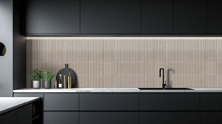 Warm Taupe - 4.5x9 Sinfonia Mosaic Wood-Look Matte 3D Geometric Linear Porcelain Tile