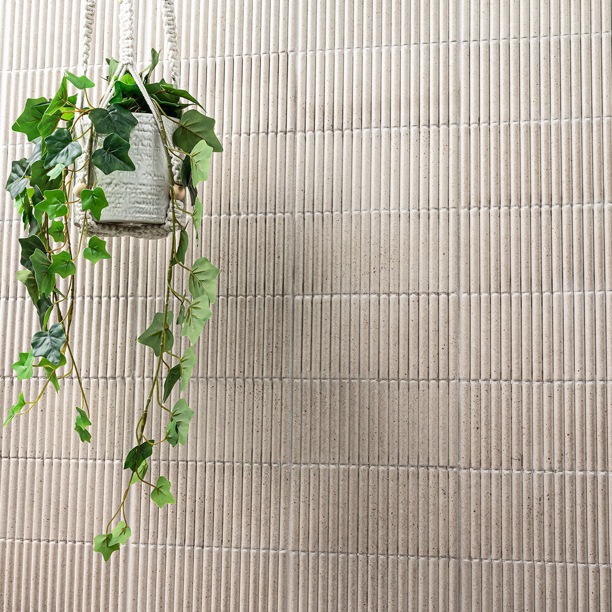 4.5x9 Sinfonia Mosaic Wood-Look Matte 3D Geometric Linear Porcelain Tile Warm Taupe