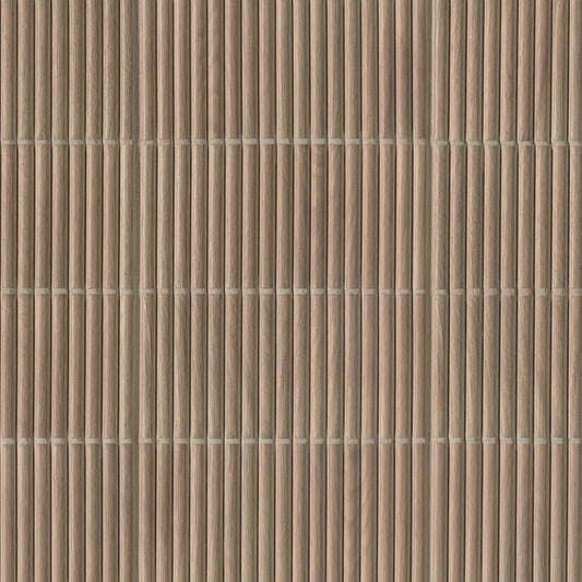 4.5x9 Sinfonia Mosaic Wood-Look Matte 3D Geometric Linear Porcelain Tile Warm Walnut