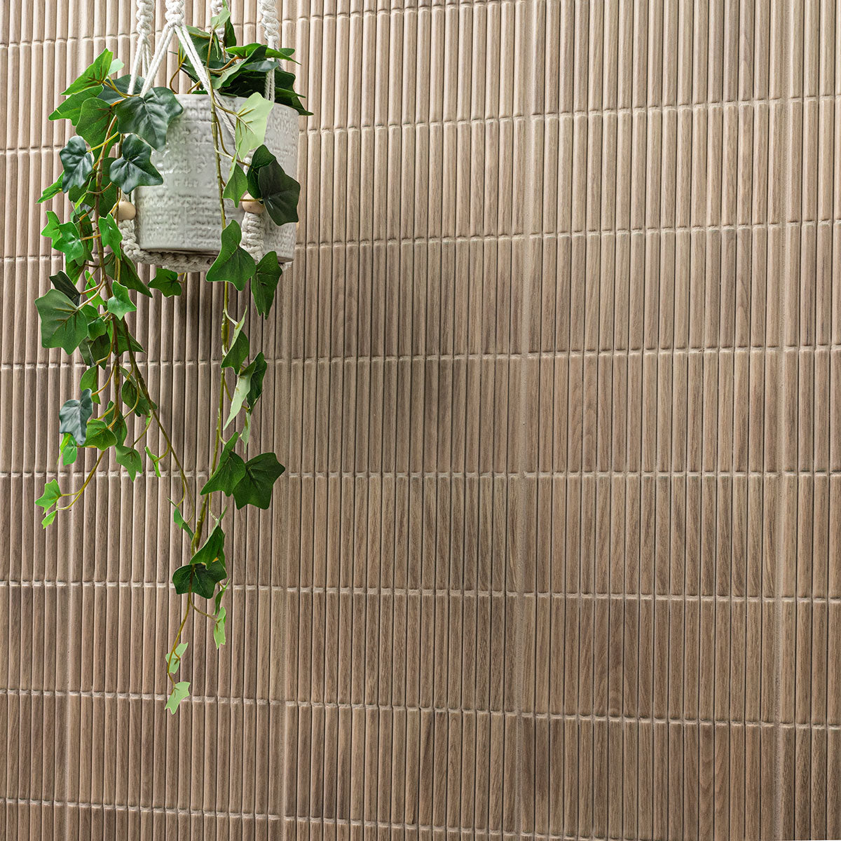 4.5x9 Sinfonia Mosaic Wood-Look Matte 3D Geometric Linear Porcelain Tile Warm Walnut