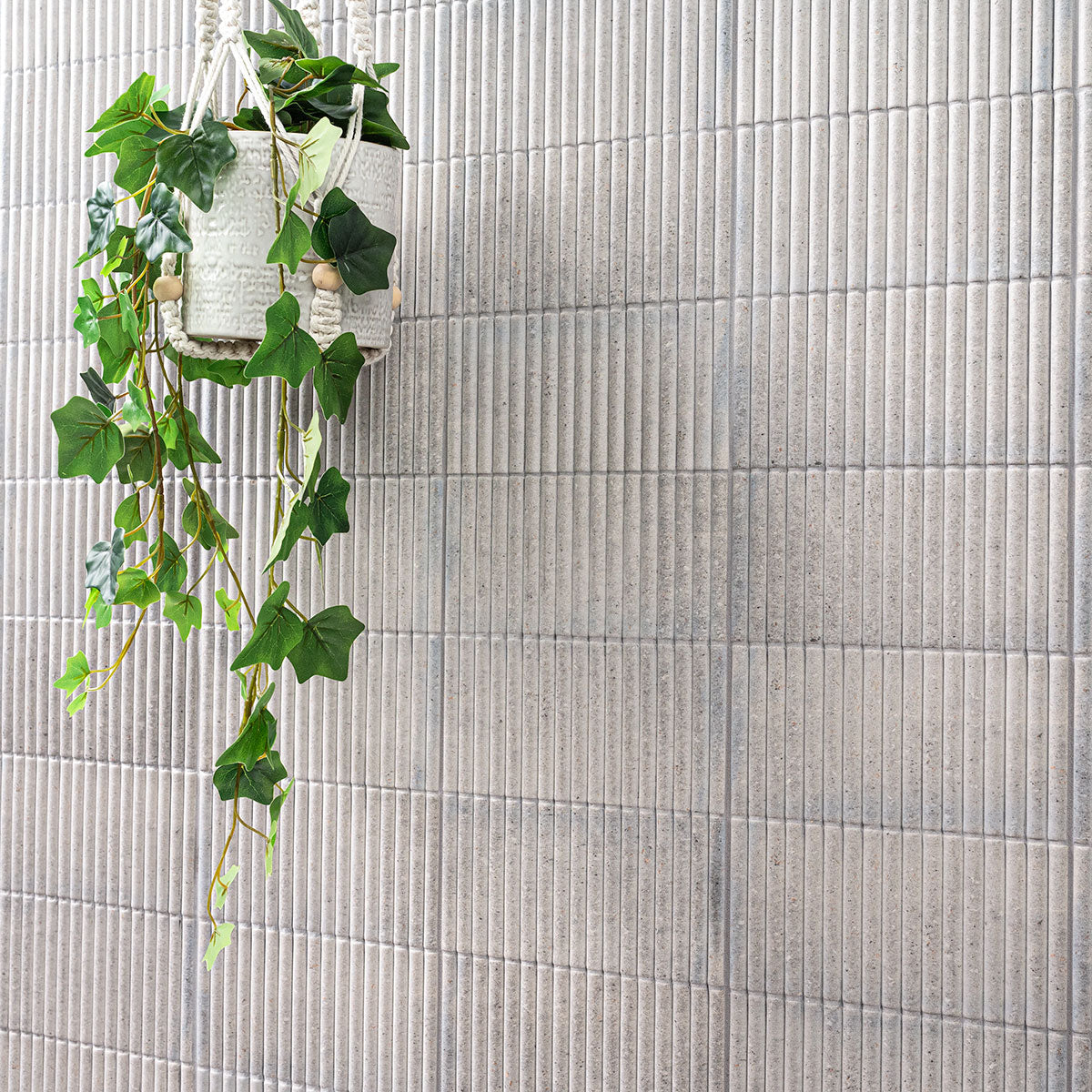 4.5x9 Sinfonia Mosaic Wood-Look Matte 3D Geometric Linear Porcelain Tile Cool Cement