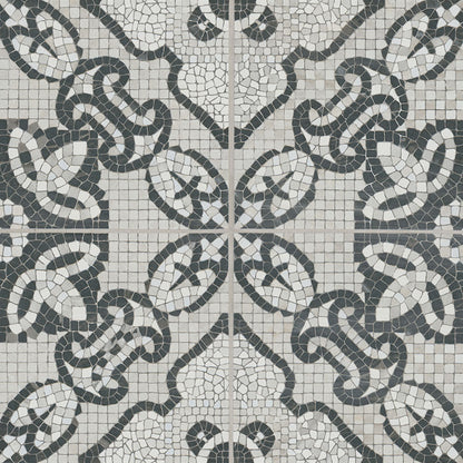 8x8 Trastevere Patchwork Patterned Mixed-Material Look Matte Textured Porcelain Tile Charcoal Grey