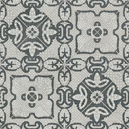 8x8 Trastevere Patchwork Patterned Mixed-Material Look Matte Textured Porcelain Tile Charcoal Grey