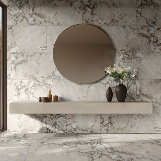 Soft Beige - 24x48 Via Marble-Look Matte Smooth Porcelain Tile