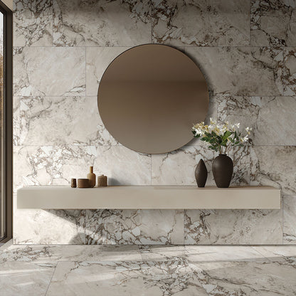 24x48 Via Marble-Look Matte Smooth Porcelain Tile Soft Beige