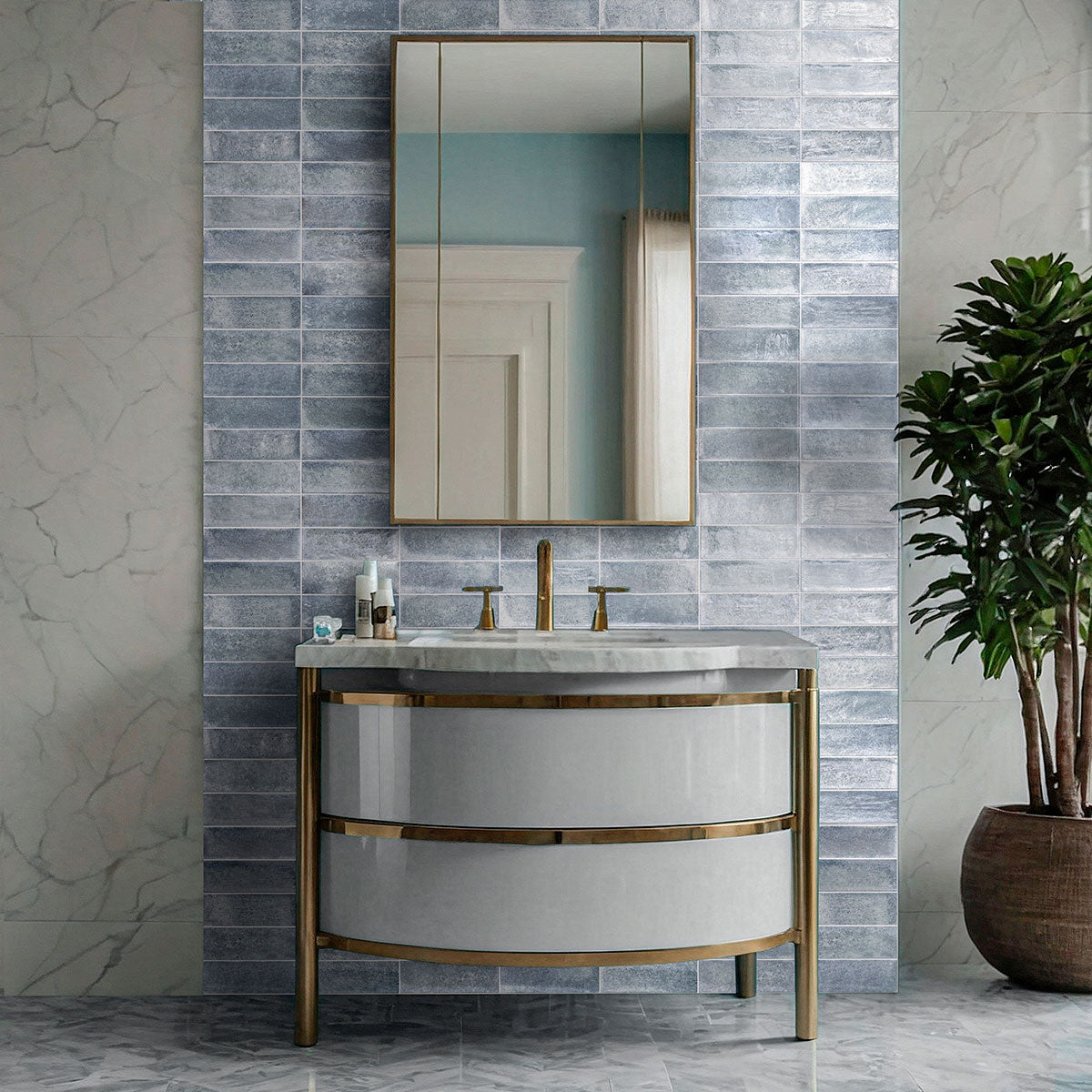 4x12 Village Natural-Look Matte Textured Ceramic Tile Ice Grey