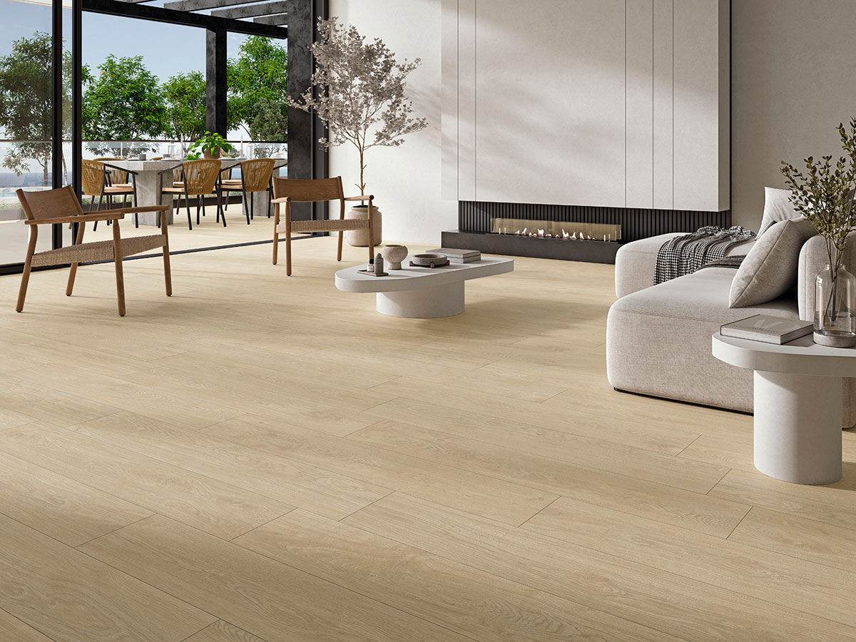 9x48 Whitehill Wood-Look Matte Smooth Porcelain Tile Light Oak