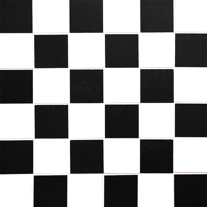 2x2 Domino Mosaic Solid-Color Matte Smooth Porcelain Tile Black White