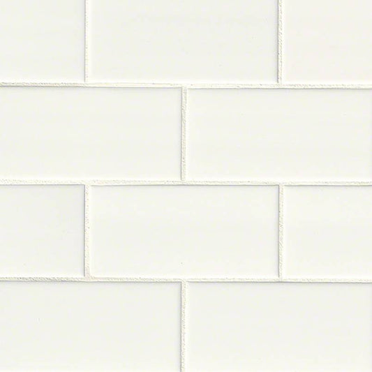 3X6 Class Solid-Color Glossy Smooth Ceramic Tile Soft White