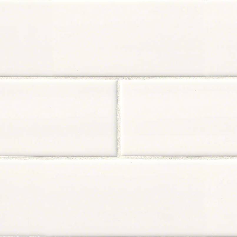 4x16 Domino Solid-Color Glossy Smooth Porcelain Tile White