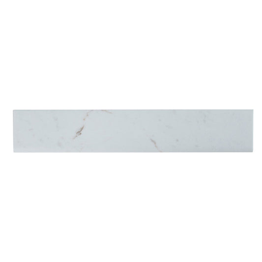 3x18 White Vena Bullnose Marble-Look Matte Smooth Ceramic Tile