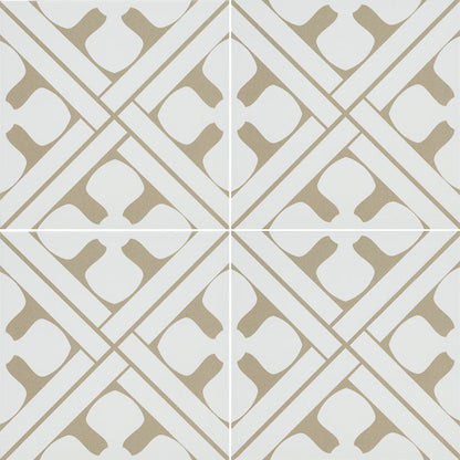 8x8 Zaria Diamond Lattice Patterned Natural-Look Matte Smooth Porcelain Tile Beige White