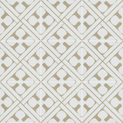 8x8 Zaria Diamond Lattice Patterned Natural-Look Matte Smooth Porcelain Tile Beige White