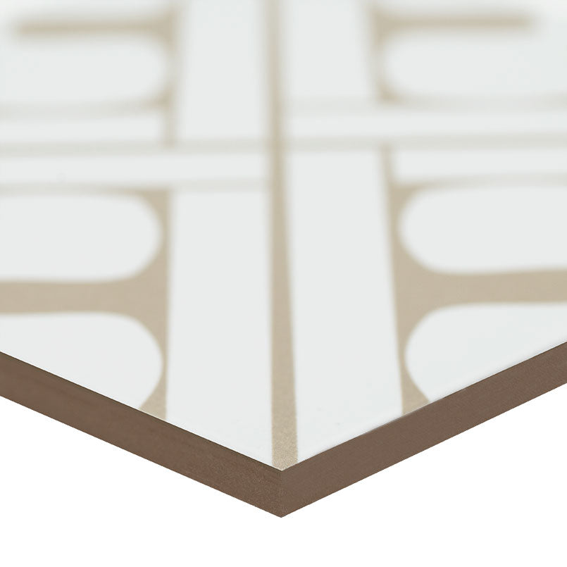 8x8 Zaria Diamond Lattice Patterned Natural-Look Matte Smooth Porcelain Tile Beige White