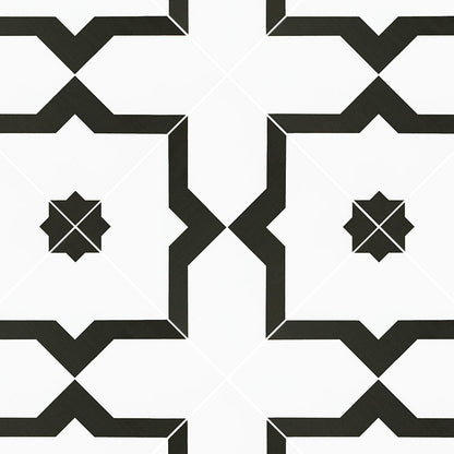 8x8 Zaria Diamond Patterned Natural-Look Matte Smooth Porcelain Tile Black White