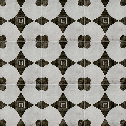 8x8 Zaria Diamond Clover Patterned Stone-Look Matte Smooth Porcelain Tile Grey Black