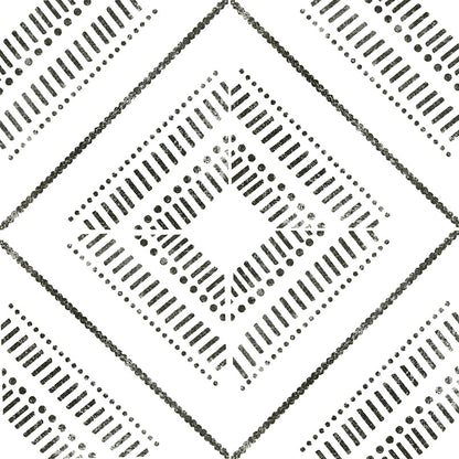 8x8 Zaria Diamond Linear Patterned Stone-Look Matte Gritty Porcelain Tile Grey White