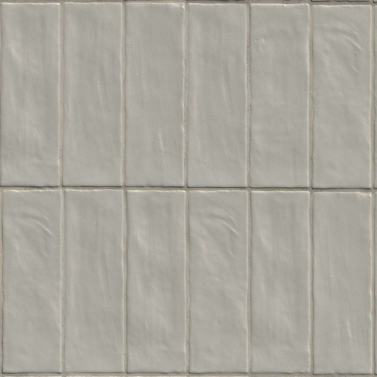 2.5x8 Zest Solid-Color Satin Wavy Ceramic Tile Soft Grey