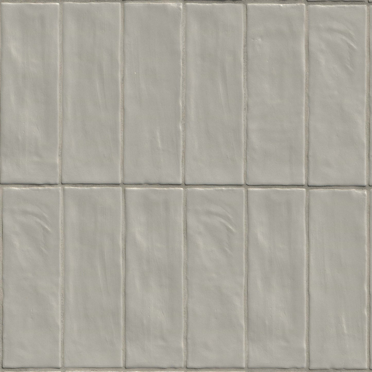 2.5x8 Zest Solid-Color Satin Wavy Ceramic Tile Soft Grey