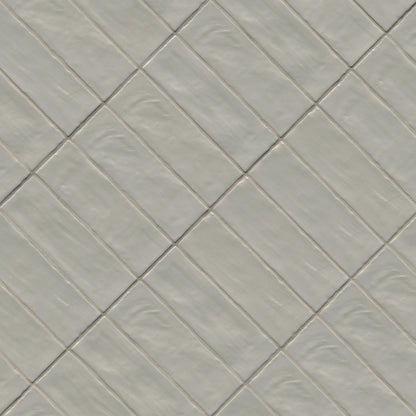 2.5x8 Zest Solid-Color Satin Wavy Ceramic Tile Soft Grey