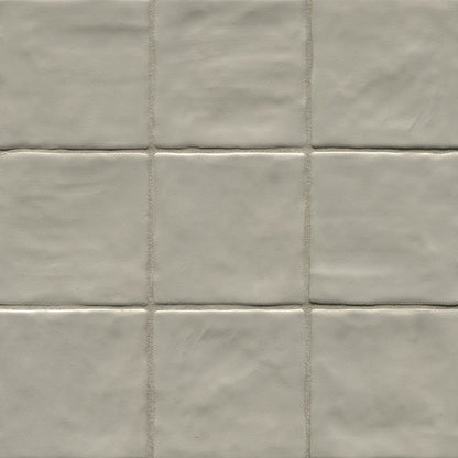 4x4 Zest Solid-Color Satin Wavy Ceramic Tile Soft Gray