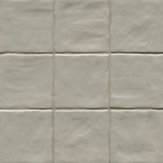 4x4 Zest Solid-Color Satin Wavy Ceramic Tile Soft Gray