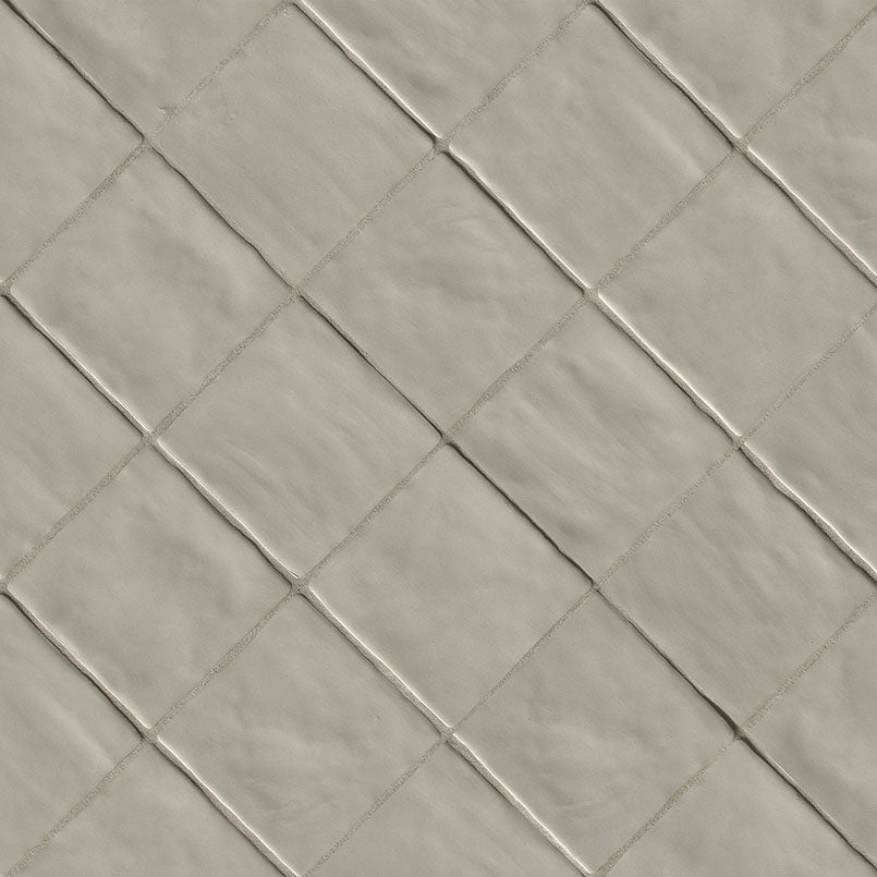 4x4 Zest Solid-Color Satin Wavy Ceramic Tile Soft Gray
